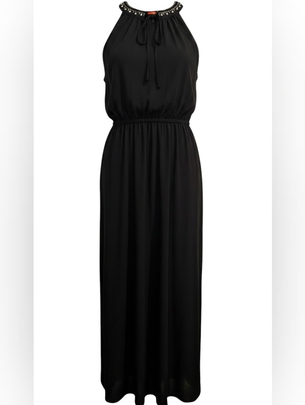 ​✨Black Twenty4 Beaded Mirror Neckline Sleeveless Maxi Dress Size UK 18 / US 14
